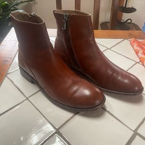 John Fluevog Aton Ankle Boot Brown/Amber Leather Size 11 $359 New